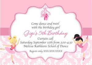 Ballerina Birthday Invitations Free Ballerina Birthday Printable Invitation Dance Invitation