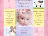Baptism and Birthday Invitation Wordings 1st Birthday and Christening Baptism Invitation Sample