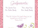 Baptism Invitation Wordings for Godparents butterfly Baptism Birthday Happiness Invitation Pink