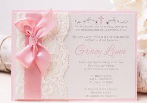 Baptism Invitations Canada Off Gracy Lace Invitation Pink Baptism Invitation