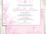 Baptism Invitations Canada Pink Whimsical Baptism Christening Confirmation Religious