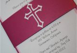 Baptism Invitations Etsy Pink Baptism Invitation with Cross Christening by