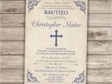 Baptism Invitations for Boy In Spanish Spanish Printable Baptism Christening Invitations Burlap Cross