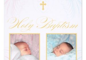 Baptism Invitations for Twins Boy and Girl Boy and Girl Twins Baptism Invitation 5 25" Square