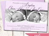 Baptism Invitations for Twins Custom Twins Baby Girls Baptism Invitation by