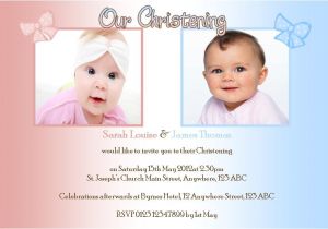 Baptism Invitations for Twins Personalised Boy Girl Twins Christening Invitations