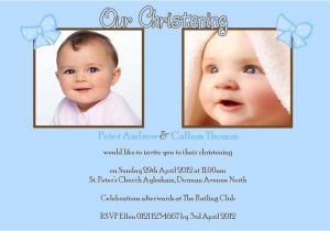 Baptism Invitations for Twins Personalised Boy Twins Christening Invitations