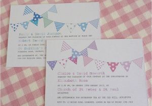 Baptism Invitations Online Uk Bunting Personalised Christening Invitations by Little