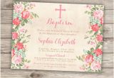 Baptism Invites Canada Baptism Invitations Floral Cross Pink Girl Simple Modern