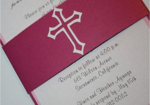 Baptism Invites Etsy Pink Baptism Invitation with Cross Christening by
