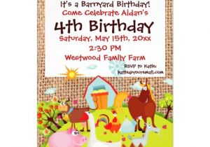 Barnyard Party Invitation Wording Barnyard Farm Animals Burlap Birthday Invitation