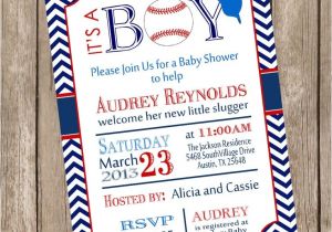 Baseball themed Baby Shower Invites Chevron It S A Boy Baseball Baby Shower Invitation Red
