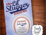 Baseball themed Baby Shower Invites Little Slugger Baseball theme Baby Shower Invitation