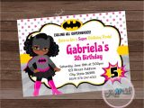 Batgirl Birthday Party Invitations Bat Girl Party Invitation African American Batgirl