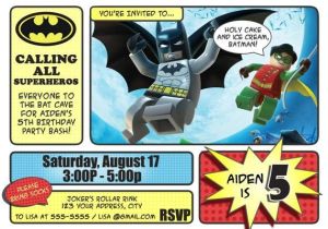 Batman and Robin Birthday Invitations Batman Invitations Lego Batman and Robin Invitation