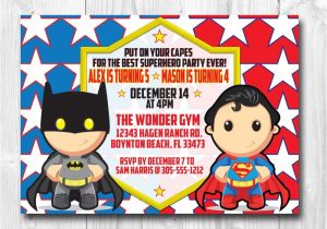 Batman Vs Superman Birthday Party Invitations Superman Batman Wonderwoman Birthday Invitation for One or