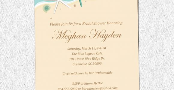 Beach Bridal Shower Invites Bridal Shower Invitations Elegant Beach theme Bridal