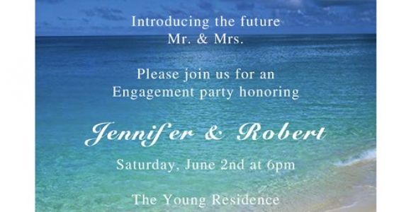 Beach themed Engagement Party Invitations Seaside Blue Beach theme Engagement Party Invitation Cards