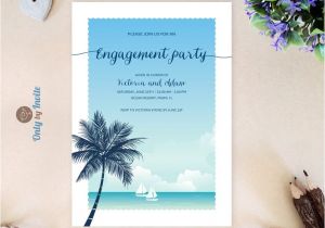 Beach themed Engagement Party Invitations Tropical Engagement Invitations Beach themed Engagement