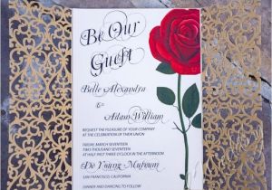 Beauty and the Beast Quinceanera Invitations Red Rose Wedding Invitation Inspired by the Beauty and the