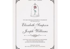 Beauty and the Beast Wedding Invitation Template Free Beauty and the Beast Enchanted Rose Wedding Invitation