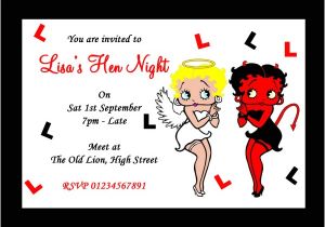 Betty Boop Bridal Shower Invitations Betty Boop Angel and Devil Hen Do Night Party Invitations