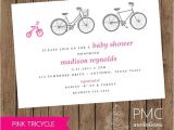 Bicycle Baby Shower Invitations Bicycle Tricycle Girl Baby Shower Birth Announcement