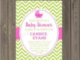 Big Sister Baby Shower Invitations Stroller Baby Shower Invitation Preppy Hot Pink and Green