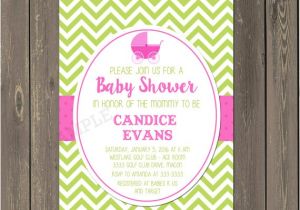 Big Sister Baby Shower Invitations Stroller Baby Shower Invitation Preppy Hot Pink and Green