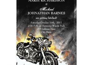 Biker Party Invitations Leather Flames Offbeat Biker Wedding Invitation Zazzle