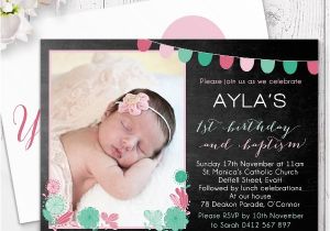 Birthday and Baptism Invitation Chalkboard Ballons and Bunting Girl Party Invitation