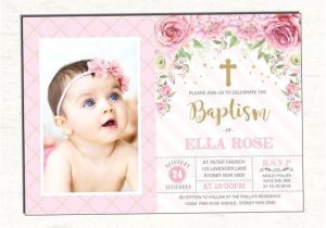 Birthday and Baptism Invitations Girl Baptism Invitation Pink Gold Christening Printable