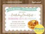 Birthday Breakfast Invitation Wording Birthday Breakfast Invitation with Waffles Burlap and