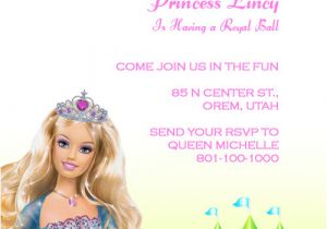 Birthday Invitation Barbie Template Barbie Princess Birthday Invitation Template Wedding