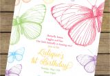 Birthday Invitation butterfly Template Rainbow butterfly Birthday Invitation butterfly Birthday