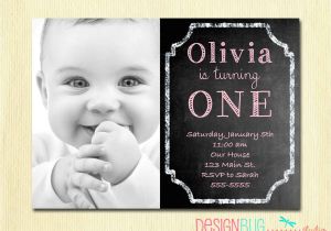 Birthday Invitation Cards for 1 Year Old Free 1st Birthday Girl Invitation Custom Chalkboard Photo