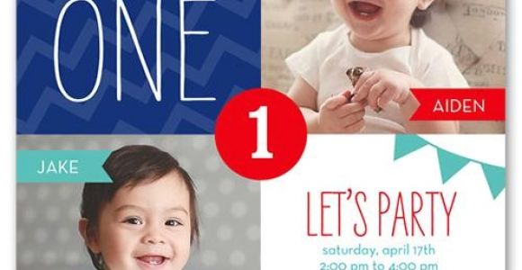 Birthday Invitation Cards for 1 Year Old Twins 12 Twin Birthday Invitations Templates Free Sample