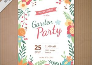 Birthday Invitation Frames Free Download Garden Party Invitation with A Floral Frame Vector Free