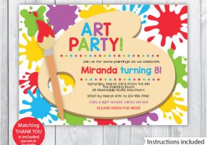 Birthday Invitation Graphics Template Art Party Printable Art Party Invitation Kids Art Party