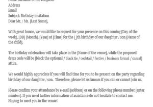 Birthday Invitation Letter format In English 38 Invitation Letters