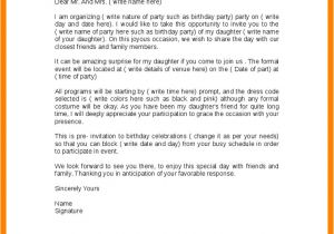 Birthday Invitation Letter Samples Birthday Party Invitation Letter Template Invitation