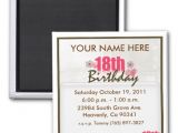 Birthday Invitation Magnets 18th Birthday Invitation Magnet Zazzle