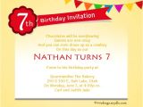 Birthday Invitation Message 7th Birthday Party Invitation Wording Wordings and Messages
