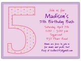 Birthday Invitation Sms for Daughter 5th Birthday Invitation Wording Ideas Natalies Invitations
