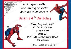 Birthday Invitation Spiderman theme Spiderman Birthday Invitations Personalized Free