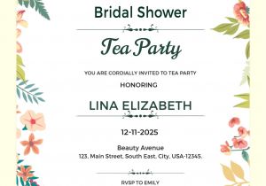 Birthday Invitation Template Adobe Illustrator Free Bridal Shower Tea Party Invitation Template In Adobe