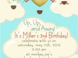 Birthday Invitation Template Balloons Hot Air Balloon Birthday Party Invitations