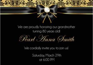 Birthday Invitation Template Black and Gold 80th Birthday Invitation Adult Black and Gold Damask