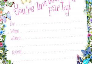 Birthday Invitation Template butterfly Party 10 Printable Birthday Party Invitation Template