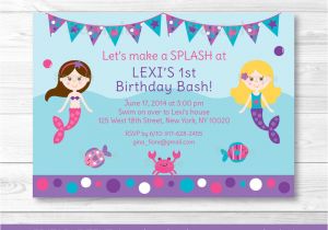 Birthday Invitation Template Editable Mermaid Printable Birthday Invitation Editable Pdf Ebay